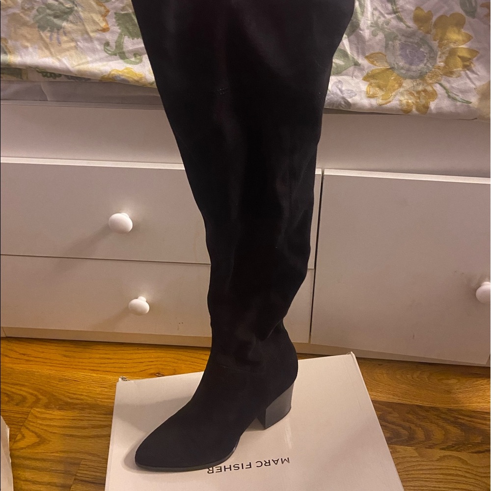 Black Suede Over The Knee Boots